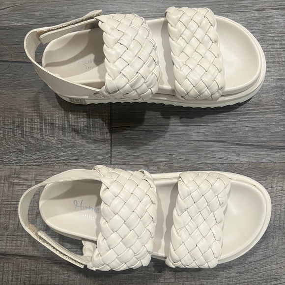 Homers Tubular Ivory Neutral Braided Sandals Ankle Strap Size 36 Reg. $375 - Picture 6 of 13